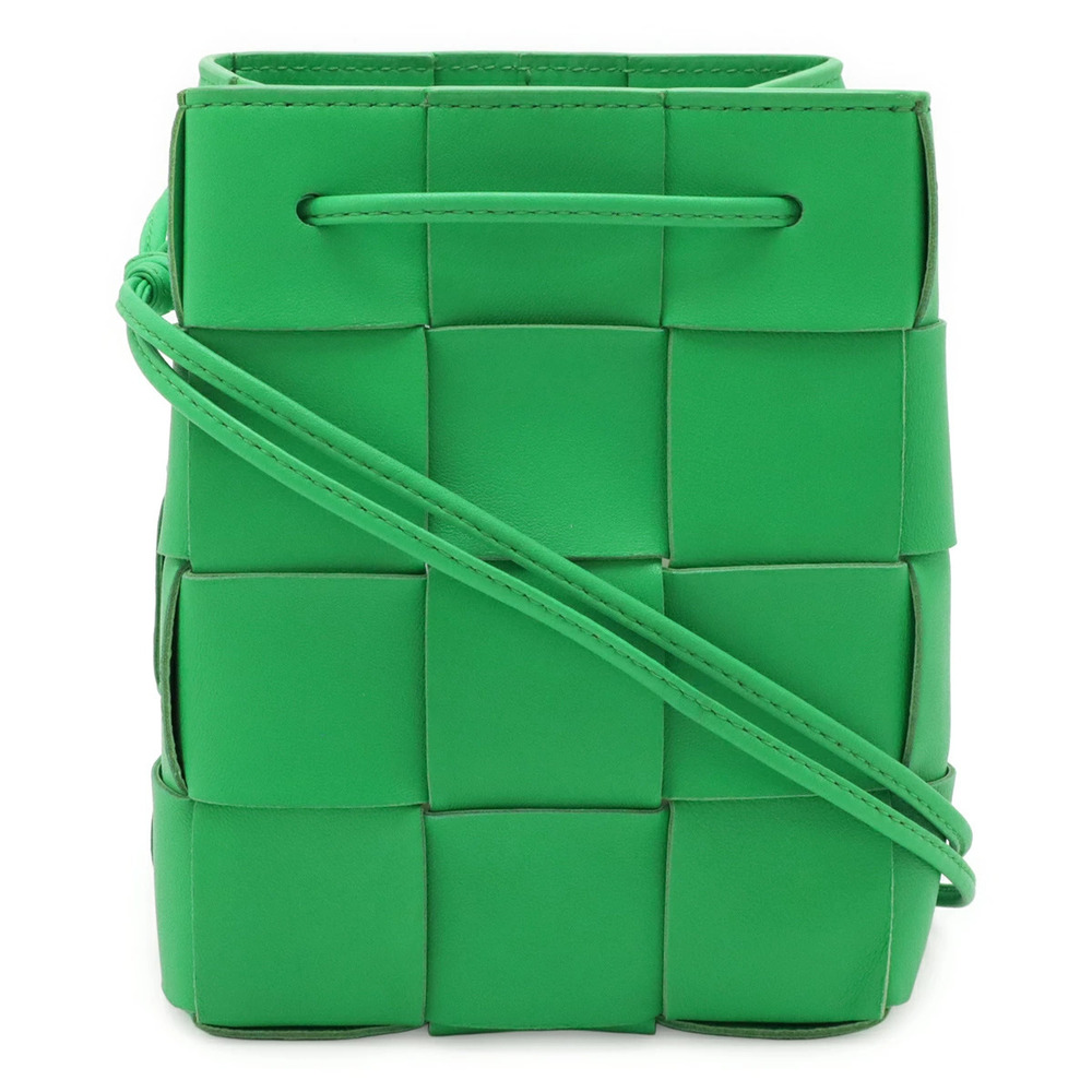 BOTTEGA VENETA Maxi Intrecciato Cassette Bucket Bag Shoulder Lambskin Green